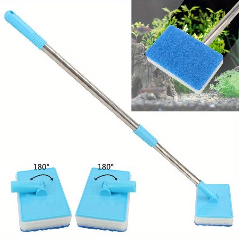 Long Handle Aquarium Algae Cleaning Brush Double-sided Sponge Cleaning Brush