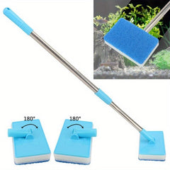 Long Handle Aquarium Algae Cleaning Brush Double-sided Sponge Cleaning Brush