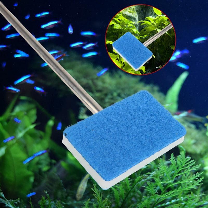 Long Handle Aquarium Algae Cleaning Brush Double-sided Sponge Cleaning Brush