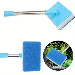 Long Handle Aquarium Algae Cleaning Brush Double-sided Sponge Cleaning Brush
