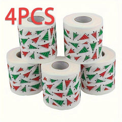 4pcs Christmas Pattern Roll Paper Christmas Decorations Prints Toilet Paper