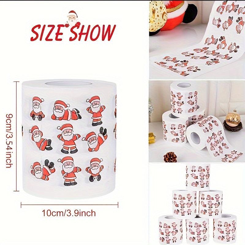 4pcs Christmas Pattern Roll Paper Christmas Decorations Prints Toilet Paper