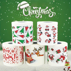 4pcs Christmas Pattern Roll Paper Christmas Decorations Prints Toilet Paper