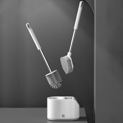 Toilet Brush And Scrub Brush Set With Holder Long Handle Flexible Cleaning