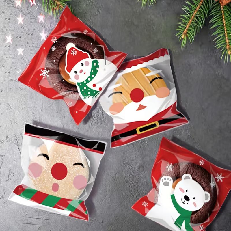 50Pcs Christmas Bags Candy Cookies Snacks Baking Supplies Xmas