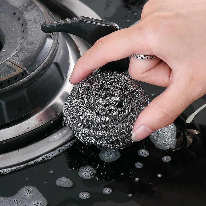 4pcs Stainless Steel Wire Ball Scrubber Kitchen Cleaning Scrubber