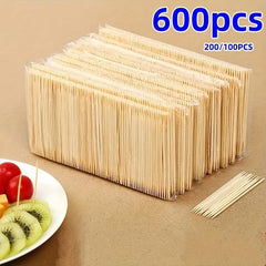 200 Double-headed Bamboo Toothpicks Dental Cleaning Fruit Fork Portable