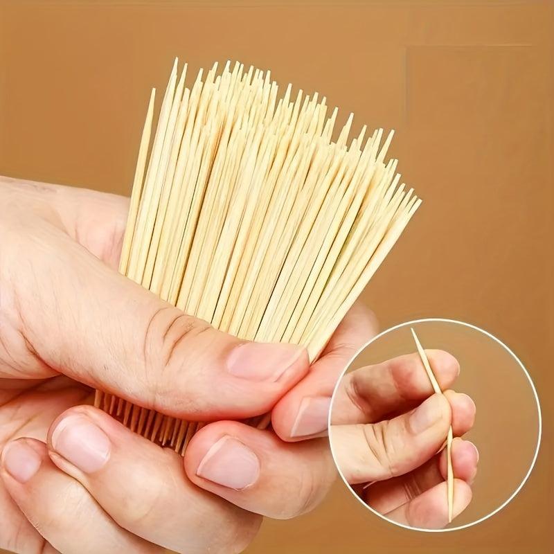 200 Double-headed Bamboo Toothpicks Dental Cleaning Fruit Fork Portable