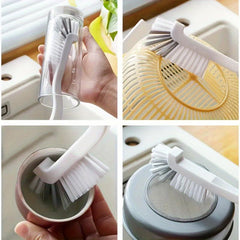 3pcs Multifunctional Kitchen Scrub Brush Cup Bottle Crevice Groove Cleaning