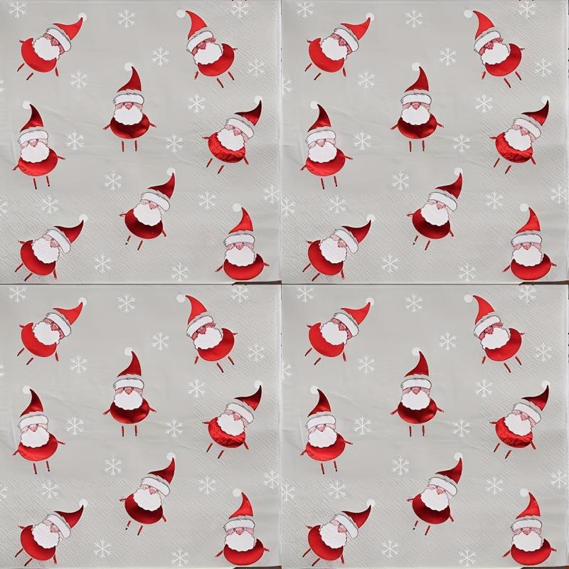 20Pcs Christmas Disposable Napkins Bronzing Printed Tissue