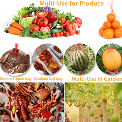 50 PCS Mesh Produce Storage Bags - Reusable Grocery Bags - Seafood Boil Bags
