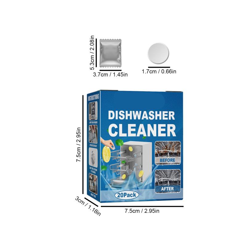 20pcs Dishwasher Cleaning Tablets - Odor Remover and Descaling