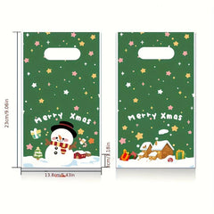 10pcs Christmas Gift Bags Treat Bags Santa Claus Snowflakes Printed Goodie Bags