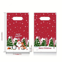 10pcs Christmas Gift Bags Treat Bags Santa Claus Snowflakes Printed Goodie Bags
