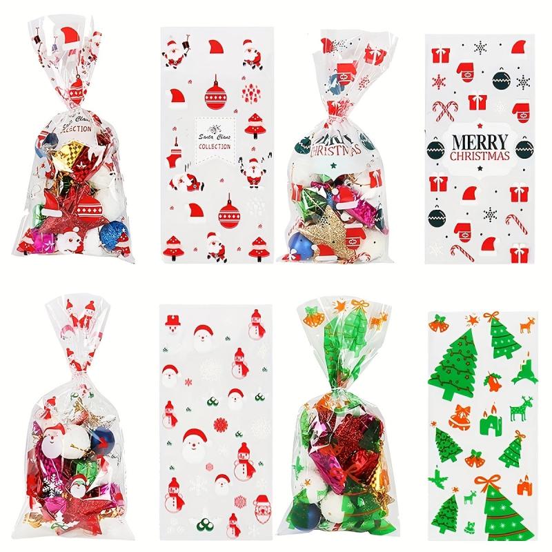 10pcs Christmas Treat Bags Santa Claus Printed Goodie Bags