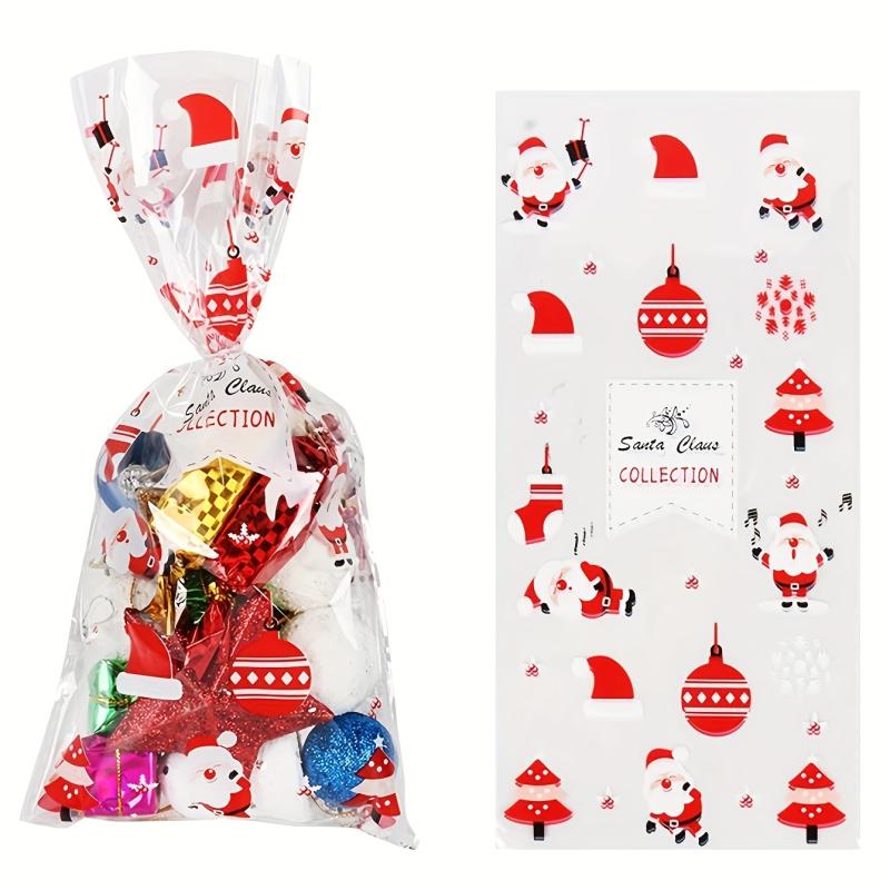 10pcs Christmas Treat Bags Santa Claus Printed Goodie Bags