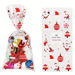 10pcs Christmas Treat Bags Santa Claus Printed Goodie Bags