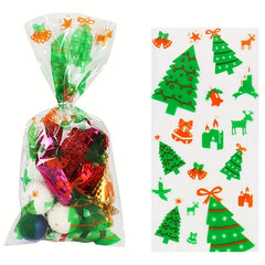 10pcs Christmas Treat Bags Santa Claus Printed Goodie Bags