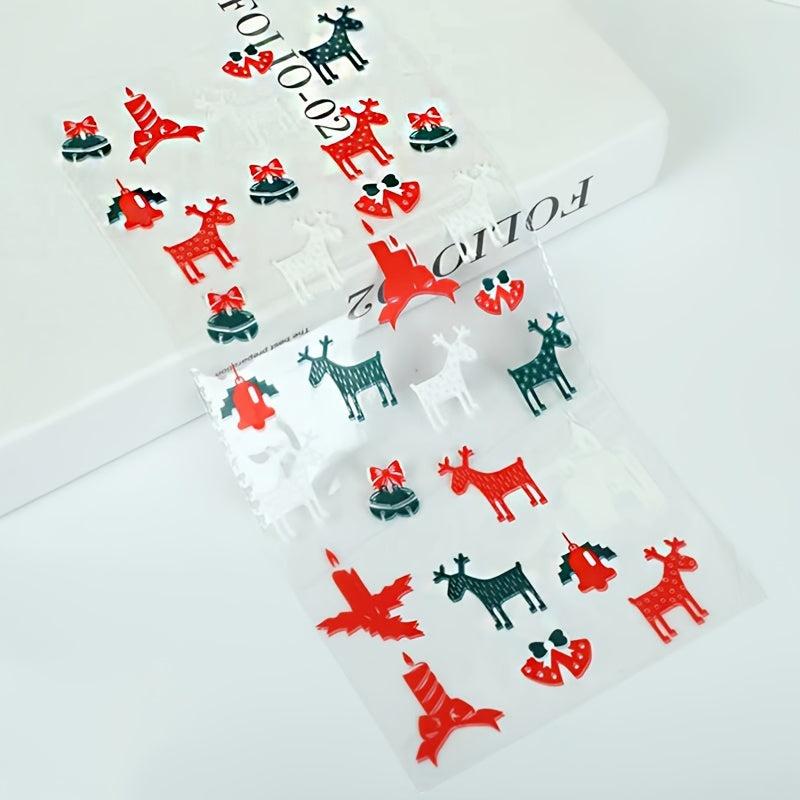 10pcs Christmas Treat Bags Santa Claus Printed Goodie Bags