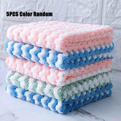 5pcs Cleaning Cloth Dishwashing Towel Absorbent Kitchen Bathroom Car Rag