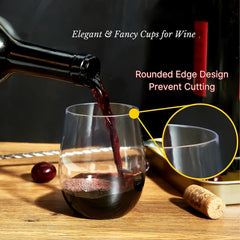32Pcs Clear Disposable Stemless Wine Glasses, 12oz Unbreakable Plastic