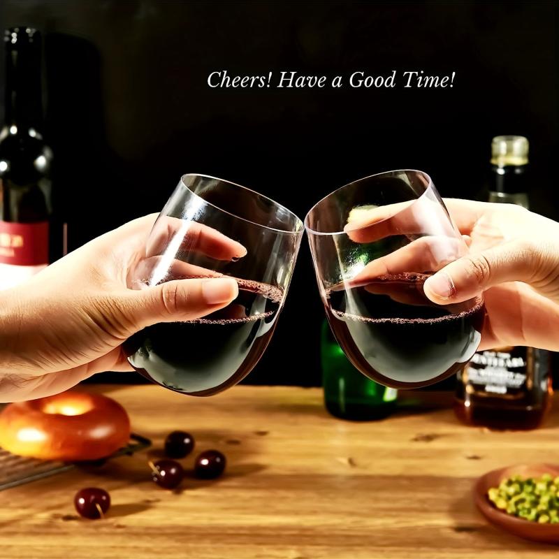 32Pcs Clear Disposable Stemless Wine Glasses, 12oz Unbreakable Plastic