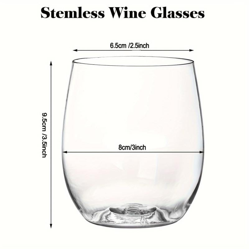 32Pcs Clear Disposable Stemless Wine Glasses, 12oz Unbreakable Plastic