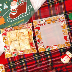 100pcs Christmas Self-Adhesive Candy Bags Biscuit Dessert Packaging Bags