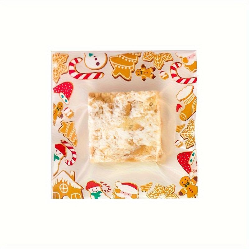 100pcs Christmas Self-Adhesive Candy Bags Biscuit Dessert Packaging Bags