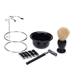 Men's 4-In-1 Razor Care Set with Shaving Soap Bowl, Brush, Stand, Portable Kit