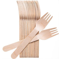 20Pcs Disposable Wooden Spoon Fork Cutlery Cake Dessert Ice Cream