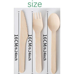 20Pcs Disposable Wooden Spoon Fork Cutlery Cake Dessert Ice Cream