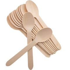 20Pcs Disposable Wooden Spoon Fork Cutlery Cake Dessert Ice Cream