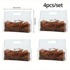 4pcs Transparent Handbag for Grains Snacks Tea Moisture Proof Storage