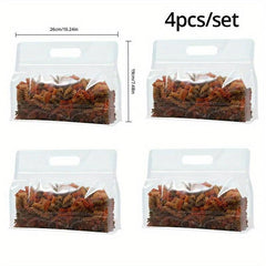 4pcs Transparent Handbag for Grains Snacks Tea Moisture Proof Storage