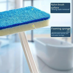 Long Handle Tub And Tile Cleaning Brush With 2 Sponge Heads Set