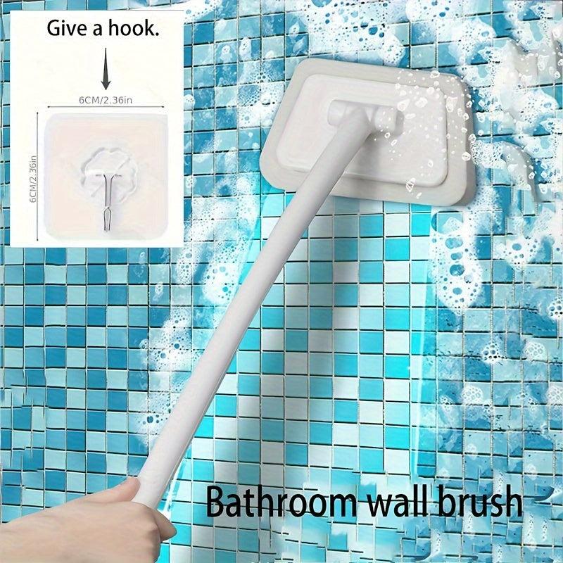 Long Handle Tub And Tile Cleaning Brush With 2 Sponge Heads Set