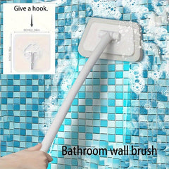 Long Handle Tub And Tile Cleaning Brush With 2 Sponge Heads Set