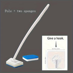 Long Handle Tub And Tile Cleaning Brush With 2 Sponge Heads Set