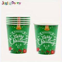 10 Pcs Christmas Patterns Paper Cups Recyclable Disposable Tableware