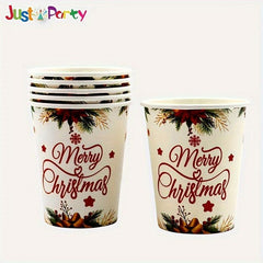 10 Pcs Christmas Patterns Paper Cups Recyclable Disposable Tableware