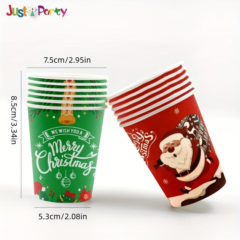 10 Pcs Christmas Patterns Paper Cups Recyclable Disposable Tableware