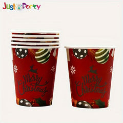 10 Pcs Christmas Patterns Paper Cups Recyclable Disposable Tableware