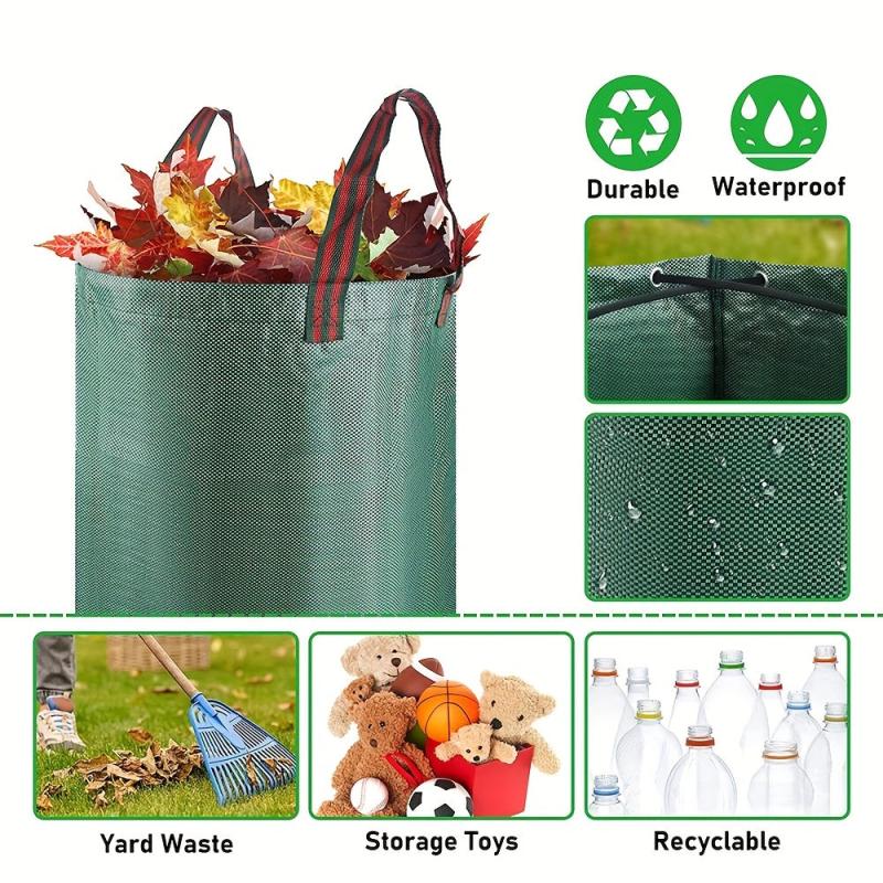 32pcs Gallon Garden Yard Bag D18 H76 2 Cm Reusable Leaf Bags With Coated Gloves