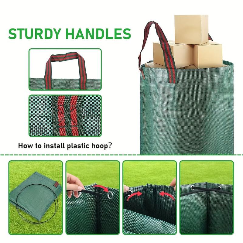 32pcs Gallon Garden Yard Bag D18 H76 2 Cm Reusable Leaf Bags With Coated Gloves