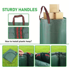 32pcs Gallon Garden Yard Bag D18 H76 2 Cm Reusable Leaf Bags With Coated Gloves