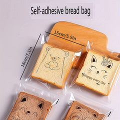 100pcs Cartoon Transparent Self Sealing Bread Bags