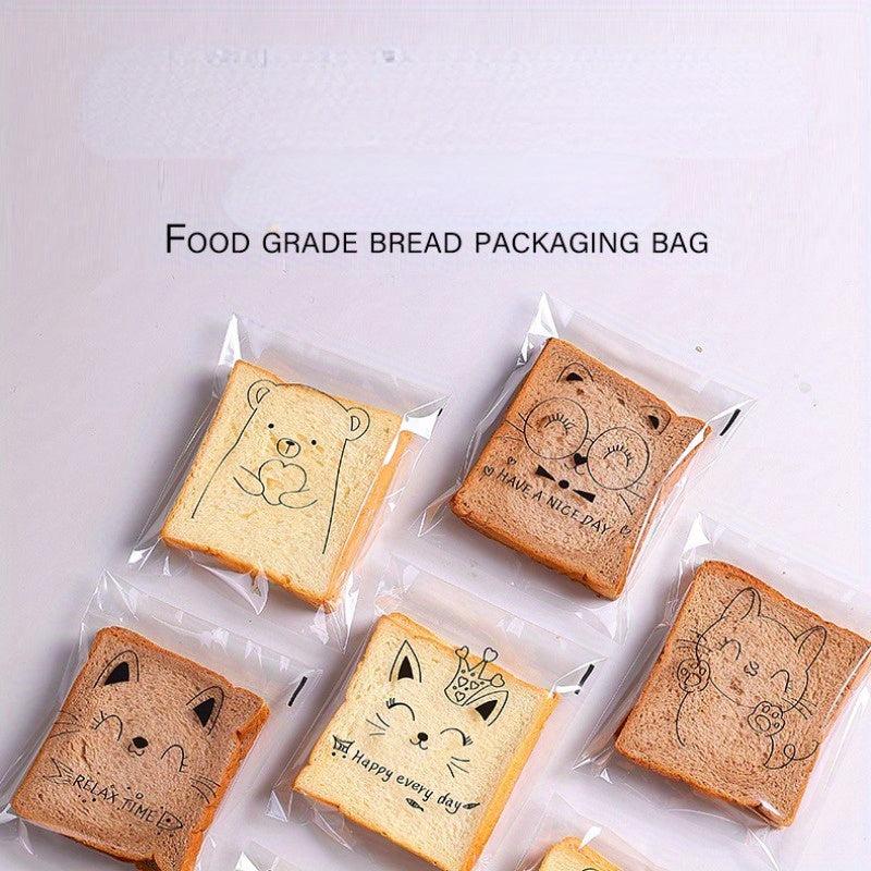 100pcs Cartoon Transparent Self Sealing Bread Bags