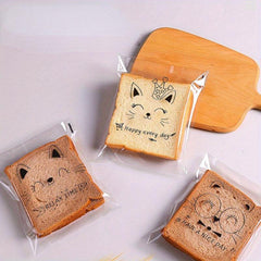 100pcs Cartoon Transparent Self Sealing Bread Bags