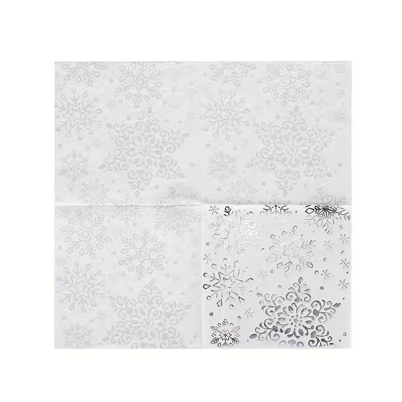 20Pcs Christmas Disposable Napkins Snowflake Print Tissue for Home Kitchen Hotel
